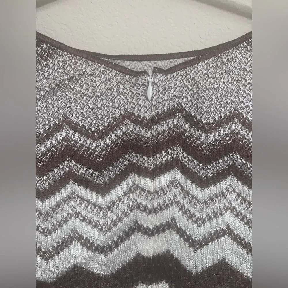 Missoni Zigzag Jacquard Long sleeves Mini Dress Brown & White SZ 10US/46EU - Picture 7 of 15